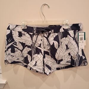 Roxy - NWT Women's Navy and White Leaf Print Board Shorts